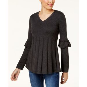 Style & Co Petite Pleated Ruffle Sleeve Sweater